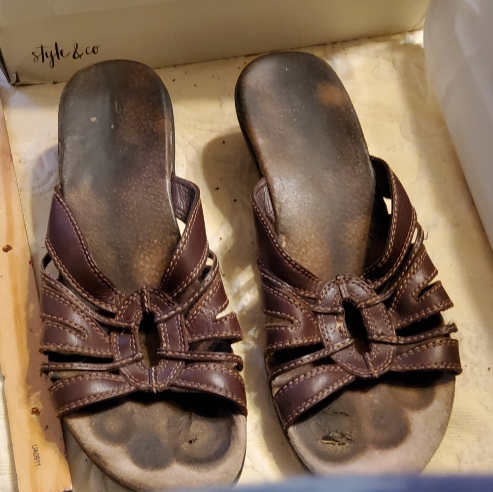 Clarks Brown Leather Sandals